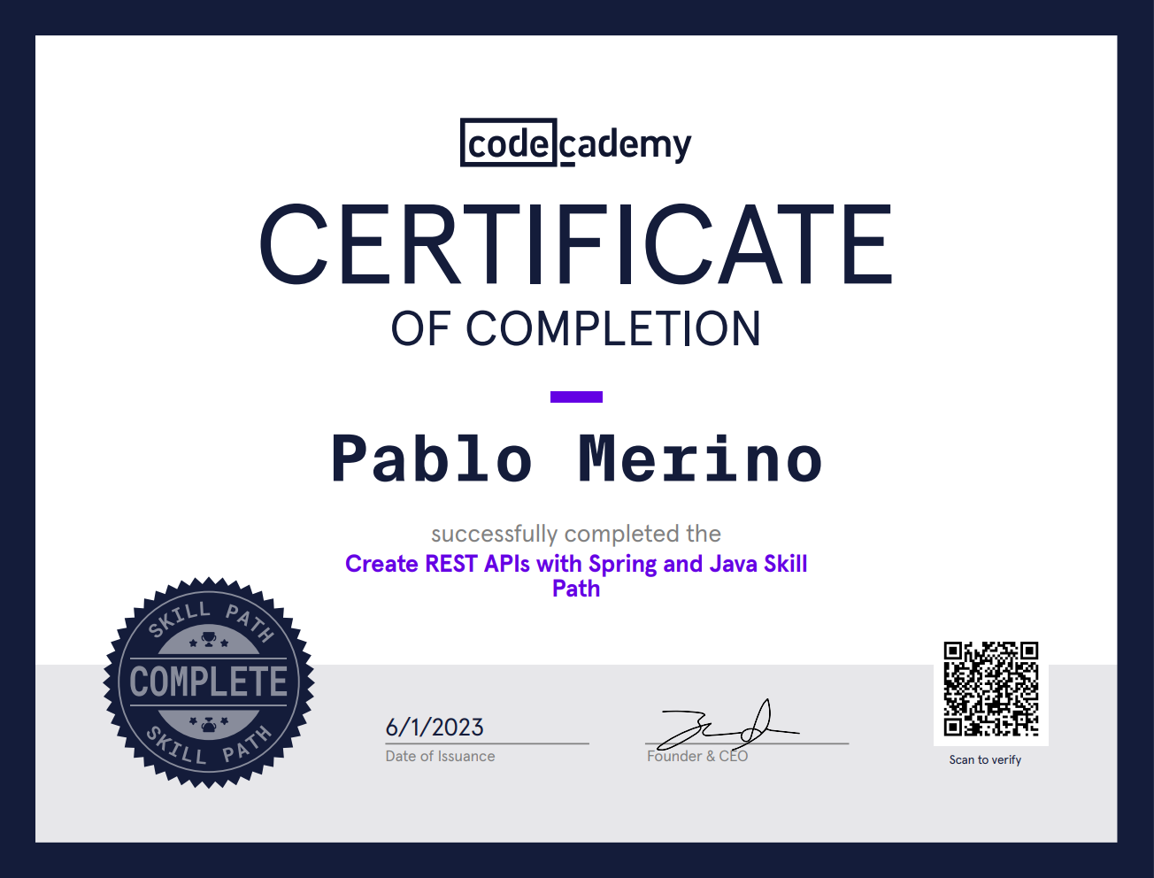 certificado springboot codecademy